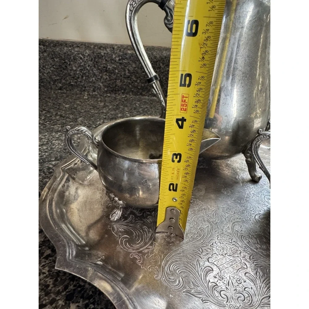 Vintage International Silver Co Silver‎ Plate Coffee Tea Set Classic Footed